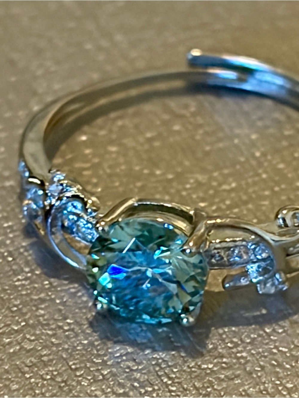 Silver Ring with light tourmaline Gemstone, Adjustable